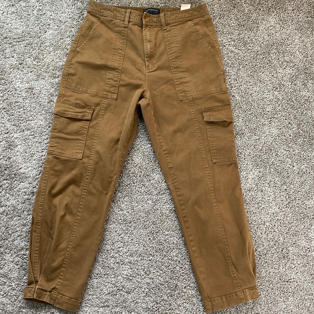 Banana Republic Factory High-Rise Cargo Pant Crop Horse Hair Brown sz 10T TALL